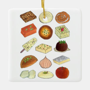 Mithai Indian Sweets Confectionery Desserts India Julgransprydnad Keramik