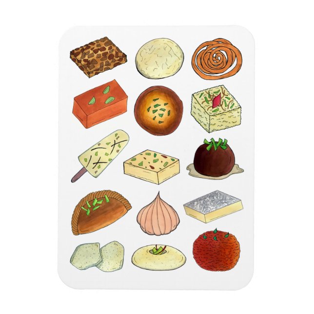 Mithai Indian Sweets Confectionery Desserts India Magnet (Vertikal)
