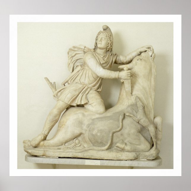 Mithras Sacrificing the Bull, Marble relief, Roman Poster (Framsidan)
