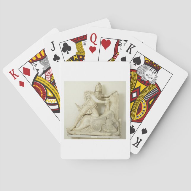 Mithras Sacrificing the Bull, Marble relief, Roman Spelkort (Baksidan)