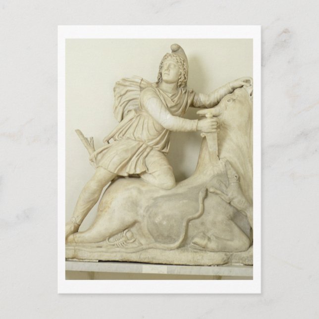 Mithras Sacrificing the Bull, Marble relief, Roman Vykort (Framsida)