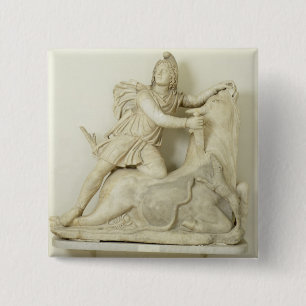 Mithras som offrar tjuren, marmorlättnad, romare knapp