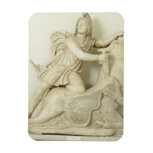 Mithras som offrar tjuren, marmorlättnad, romare magnet