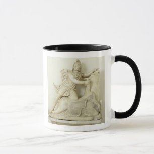 Mithras som offrar tjuren, marmorlättnad, romare mugg