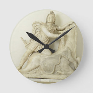 Mithras som offrar tjuren, marmorlättnad, romare rund klocka