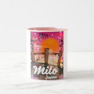 Mito Japan-blommarna poster. Två-Tonad Mugg