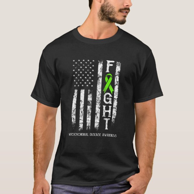 Mitochondrial Disease Warrior US Flagga T Shirt (Framsida)