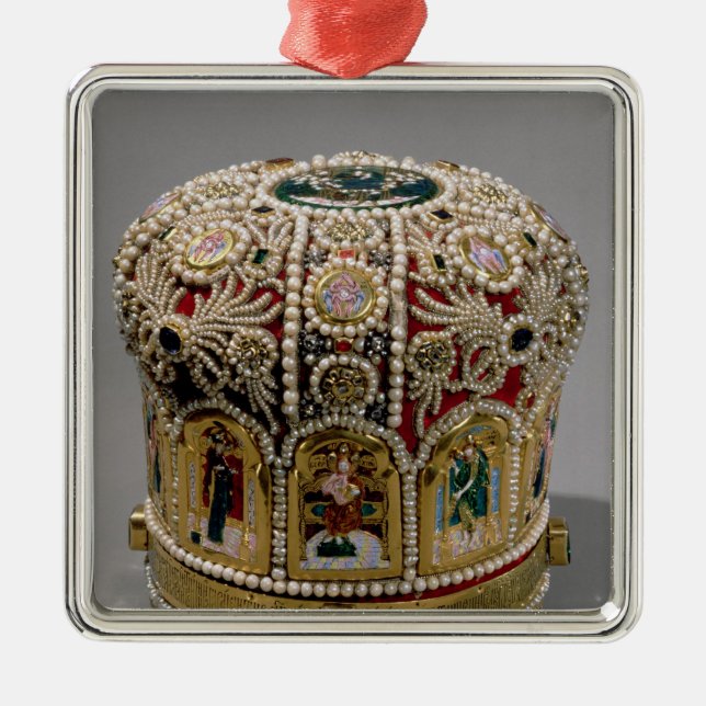 Mitrekronauppsättning med pärlor och dyrbart julgransprydnad metall (Framsidan)