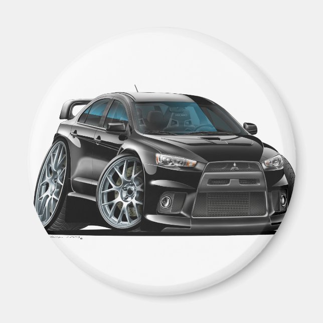 Mitsubishi Evo Black Car Magnet (Framsidan)