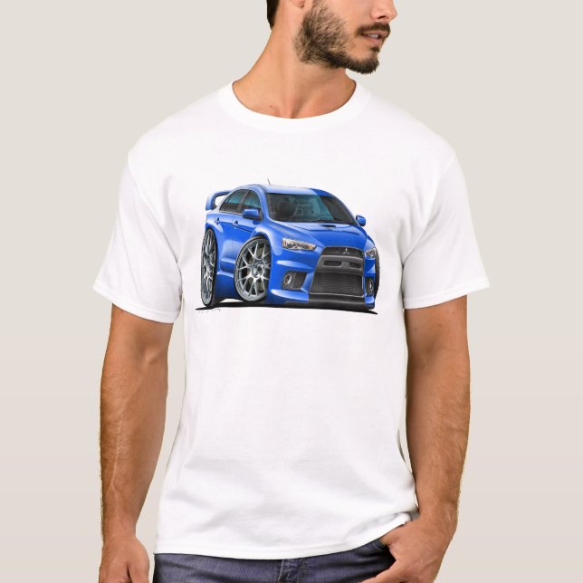 Mitsubishi Evo blåttbil T Shirt (Framsida)