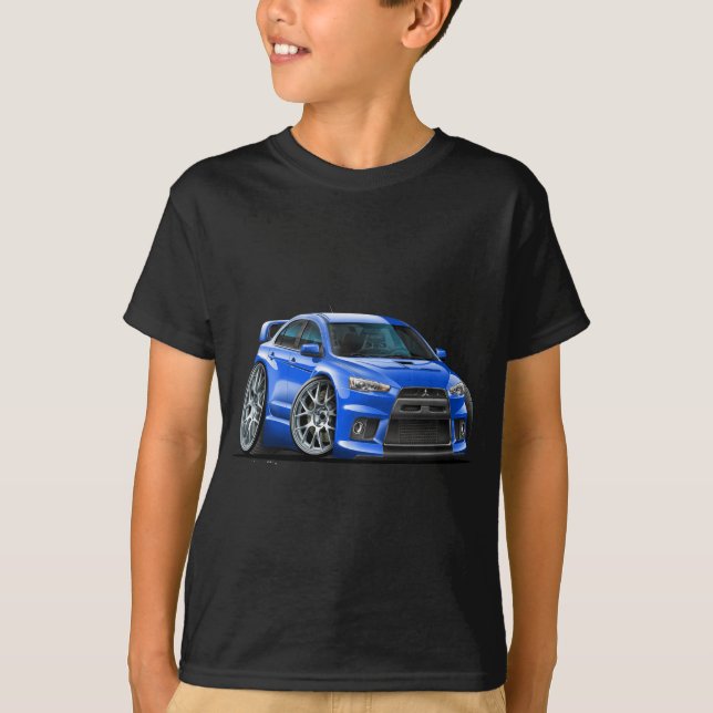 Mitsubishi Evo blåttbil T Shirt (Framsida)