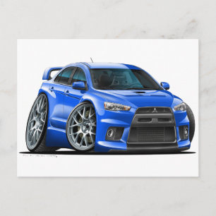 Mitsubishi Evo Blue Car Vykort