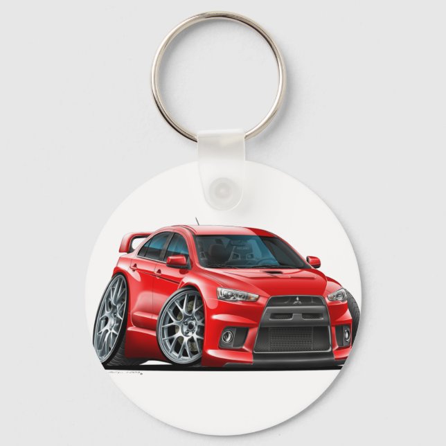 Mitsubishi Evo Red Car Nyckelring (Framsida)