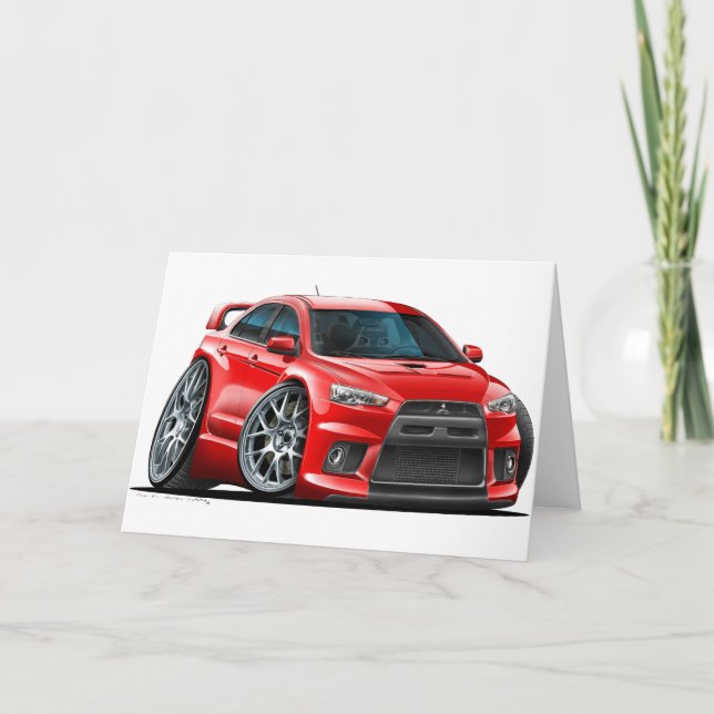 Mitsubishi Evo röd bil Kort (Framsida)