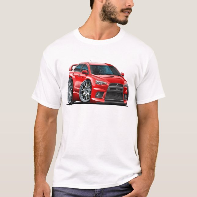 Mitsubishi Evo röd bil Tee Shirt (Framsida)