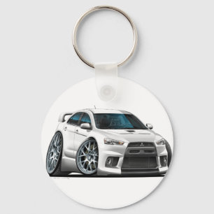 Mitsubishi Evo vitbil Nyckelring