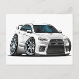 Mitsubishi Evo White Car Vykort