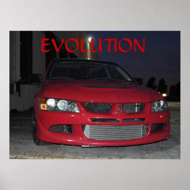 Mitsubishi Evolution på natten Poster (Framsidan)