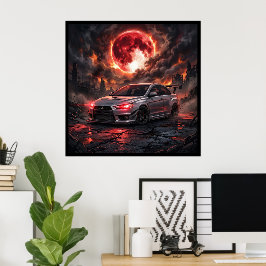 Mitsubishi Lancer Evo 10 Under en blodröd måne Poster