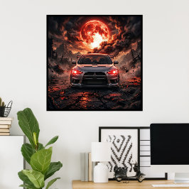 Mitsubishi Lancer Evo 10 Under en blodröd måne Poster