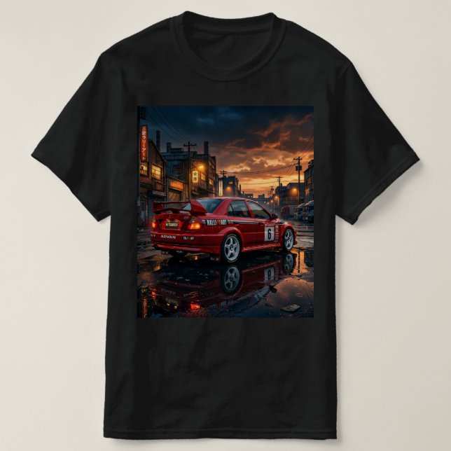 Mitsubishi Lancer Evolution VI T Shirt (Design framsida)