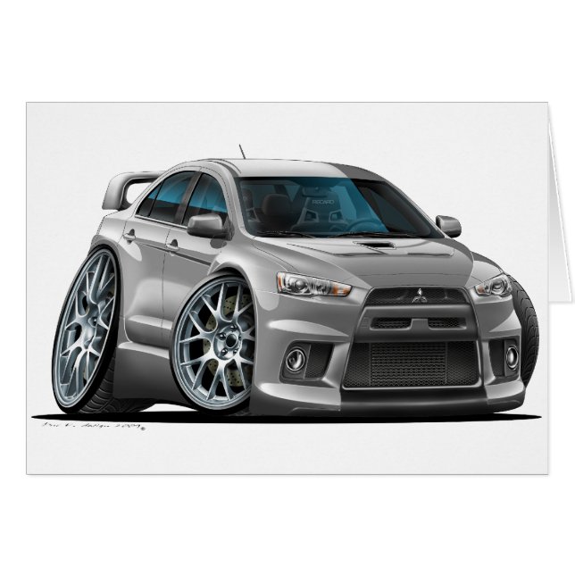 Mitsubishi Silver Car Hälsningskort (Framsidan Horizontal)