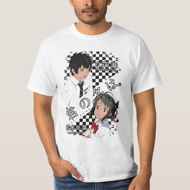 Mitsuha Miyamizu ansikte anime T Shirt (Framsida)