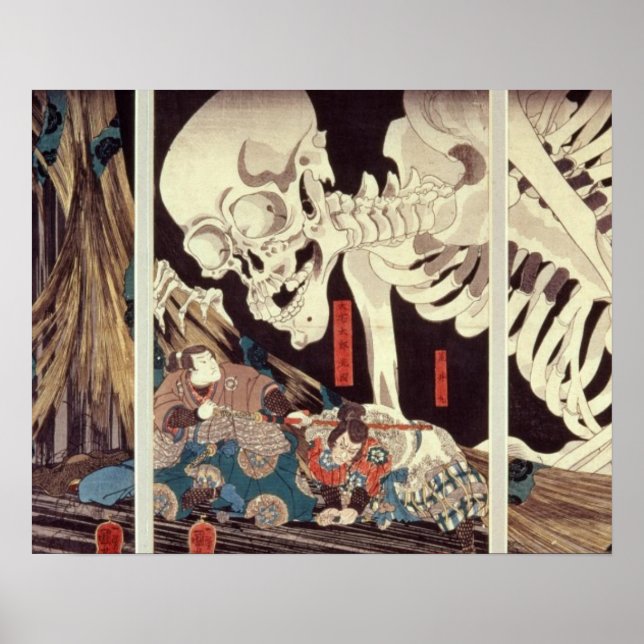 Mitsukini Defying the Skeleton Specter, 1845 Poster (Framsidan)