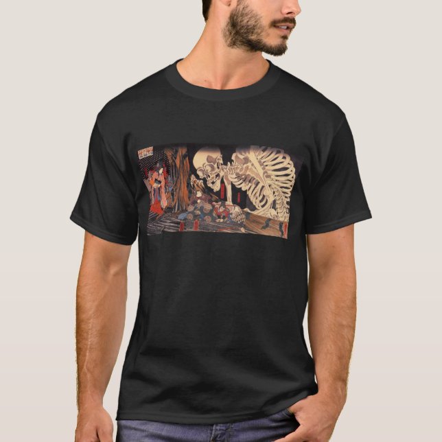 Mitsukuni som trotsar den skelett- spökbilden tee shirt (Framsida)