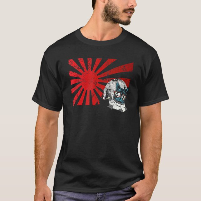 Mitsune Japansk katt - kylmask Art Sunset Anim T Shirt (Framsida)