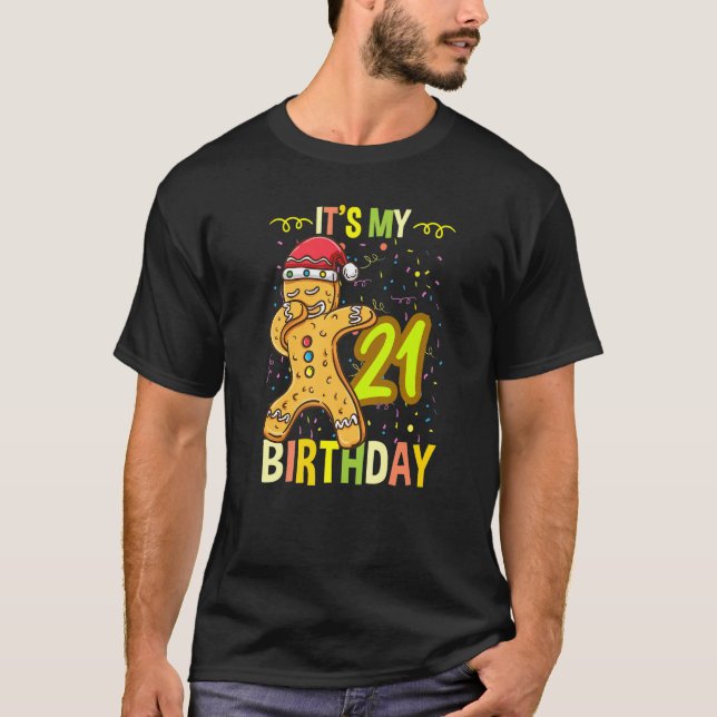 Mitt 21:a födelsedag Dabbing Gingerbröd T Shirt (Framsida)