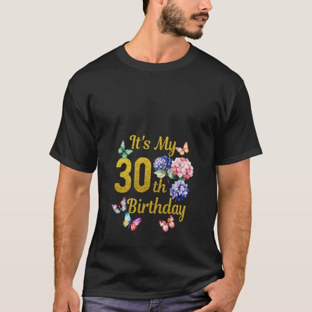 Mitt 30års födelsedag-sköldört Hydrangea Flower Bu T Shirt (Framsida)