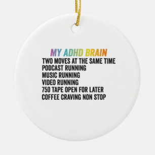 Mitt ADHD Brain Neurodiversity Awareness Gift Julgransprydnad Keramik