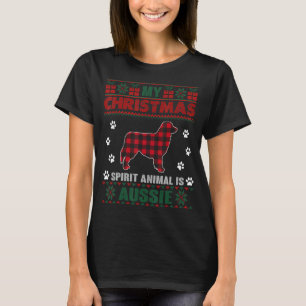 Mitt andliga djur är Aussie Hundägare Ugly Christm T Shirt