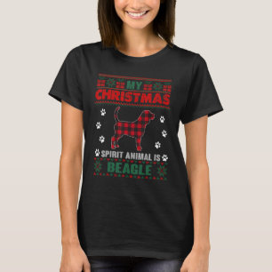 Mitt andliga djur är Beagle Hundägare Ugly Christm T Shirt