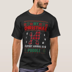 Mitt andliga djur är Pudel Hundägare Ugly Christm T Shirt