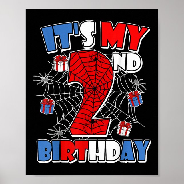 Mitt andra födelsedag, Spider Temaparty Boy Birthd Poster (Framsidan)