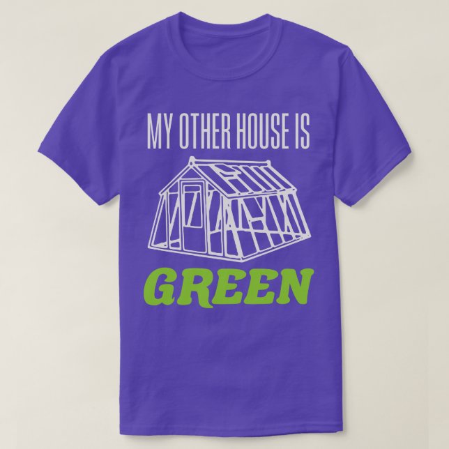 Mitt andra hus är Grönt Funny Greenhouse  T Shirt (Design framsida)