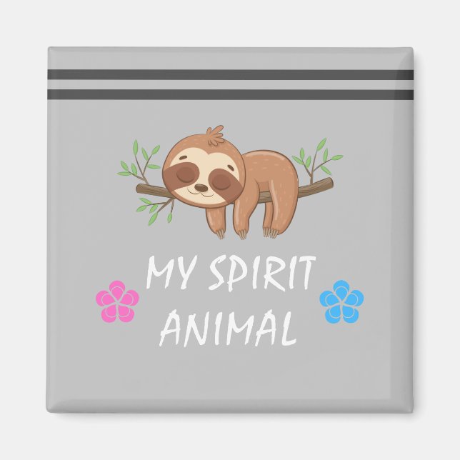 Mitt andrattdjur | Cute Sleeping Sloth Magnet (Framsidan)