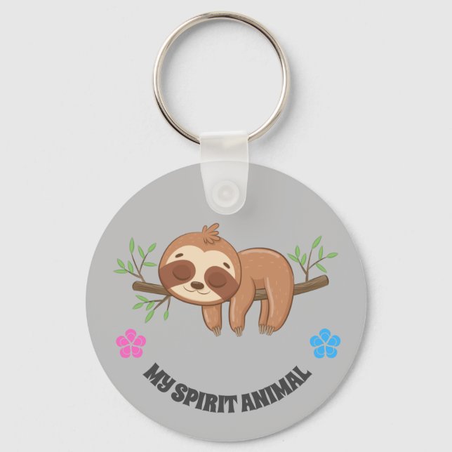 Mitt andrattdjur | Cute Sleeping Sloth Nyckelring (Framsida)