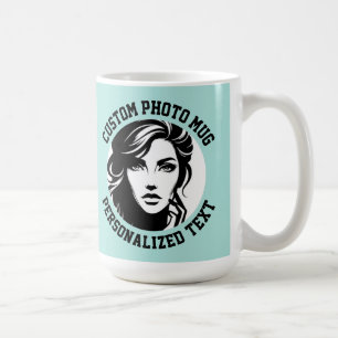 Mitt ansikte på en stor anpassad TURKOS GRÖN Kaffemugg