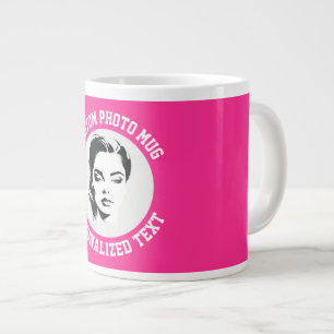 Mitt ansikte på en STRAWBERRY PINK Anpassad jättem Jumbo Mugg