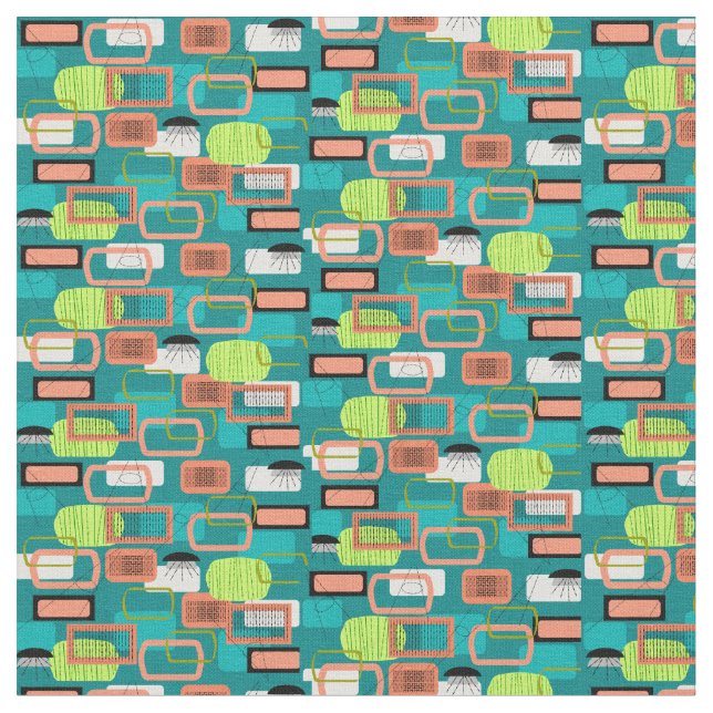 Mitt--Århundrade abstrakt i grönt Tyg (Närbild)