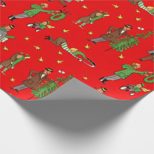 Mitt--Århundrade jul som slår in papper Presentpapper
