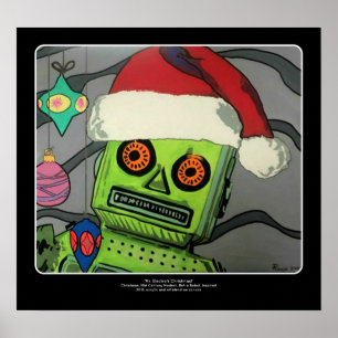 Mitt--Århundrade modern abstrakt julrobot Poster