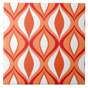 Mitt--Århundrade modern diamanter, orange & vit Kakelplatta