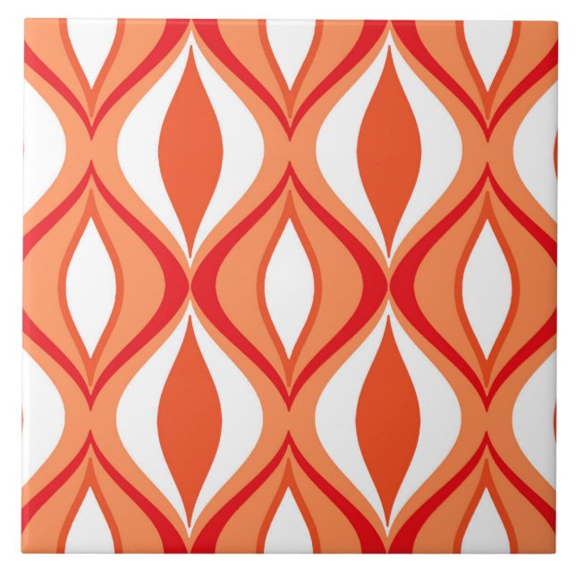 Mitt--Århundrade modern diamanter, orange & vit Kakelplatta (Framsidan)