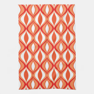 Mitt--Århundrade modern diamanter, orange & vit Kökshandduk
