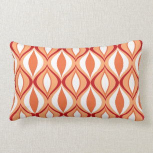 Mitt--Århundrade modern diamanter, orange & vit Lumbarkudde