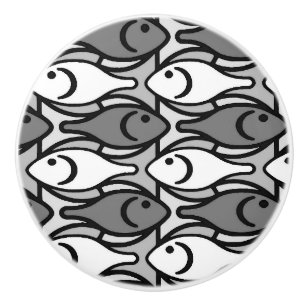 Mitt--Århundrade modern fisk, grå färg, vit och Knopp